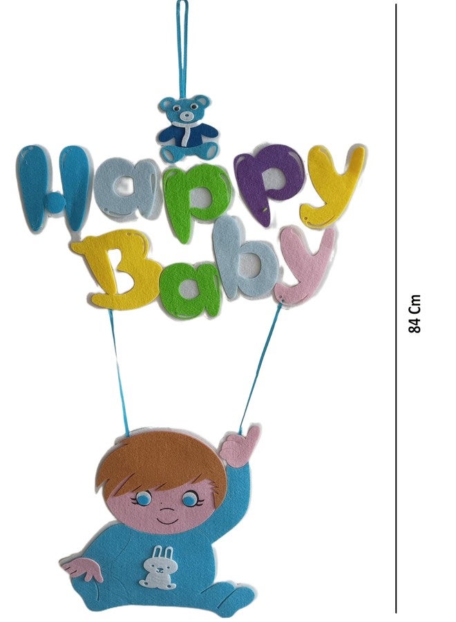 Gold Leaf Happy Baby Boy Decorations - Blue Welcome Happy Baby Banner for Baby Shower, Home Reception, and Kids' Birthday Decoration (Boy Baby) - Image 4